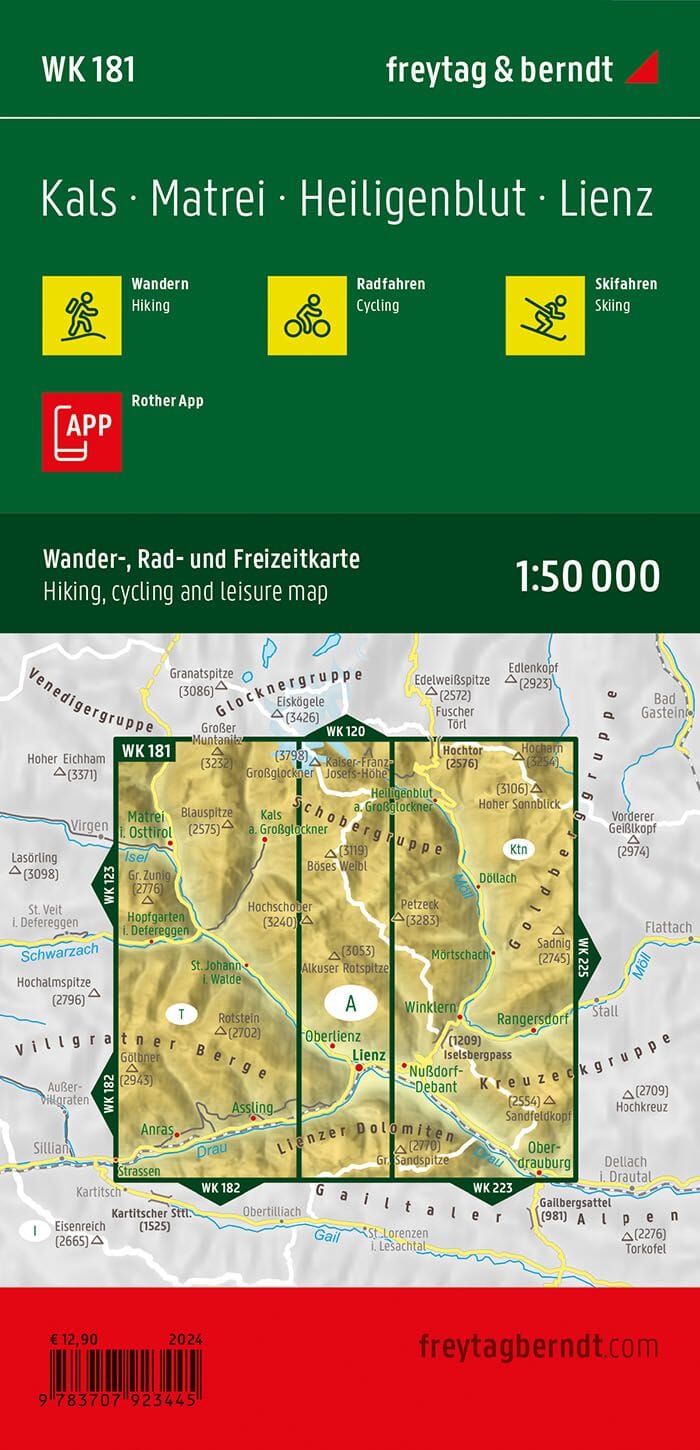 Carte de randonnée n° WK181 - Kals, Heiligenblut, Matrei, Lienz (Alpes italiennes) | Freytag & Berndt carte pliée Freytag & Berndt 