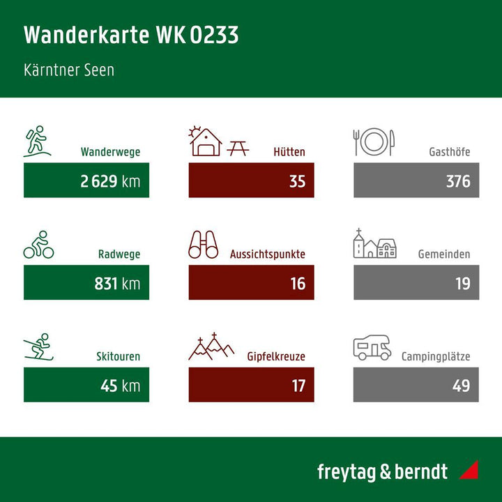 Carte de randonnée n° WK233 - Lacs de Carinthie, Karawanken, Villach, Klagenfurt (Autriche) | Freytag & Berndt carte pliée Freytag & Berndt 