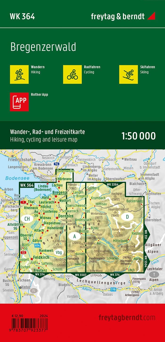 Carte de randonnée n° WK364 - Bregenzerwald (Alpes autrichiennes) | Freytag & Berndt carte pliée Freytag & Berndt 