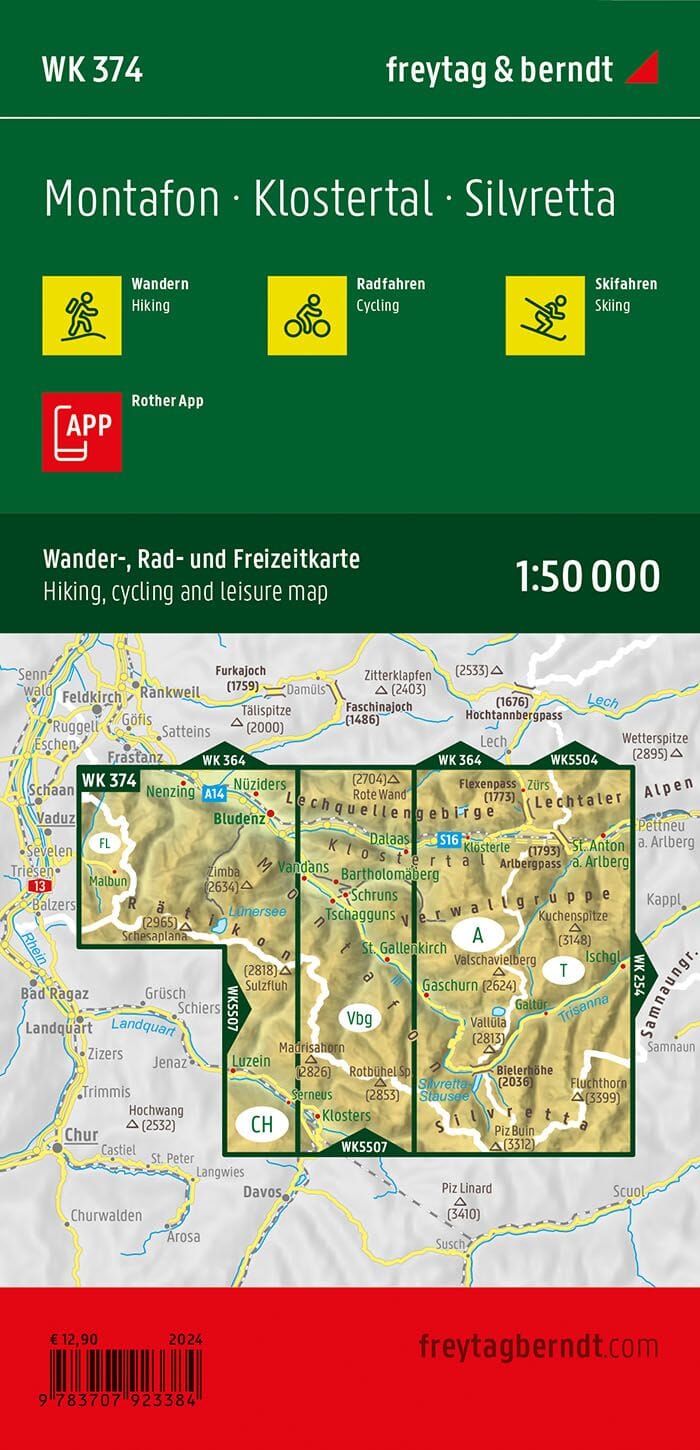 Carte de randonnée n° WK374 - Montafon - Silvretta - Schruns-Tschagguns (Alpes autrichiennes) | Freytag & Berndt carte pliée Freytag & Berndt 