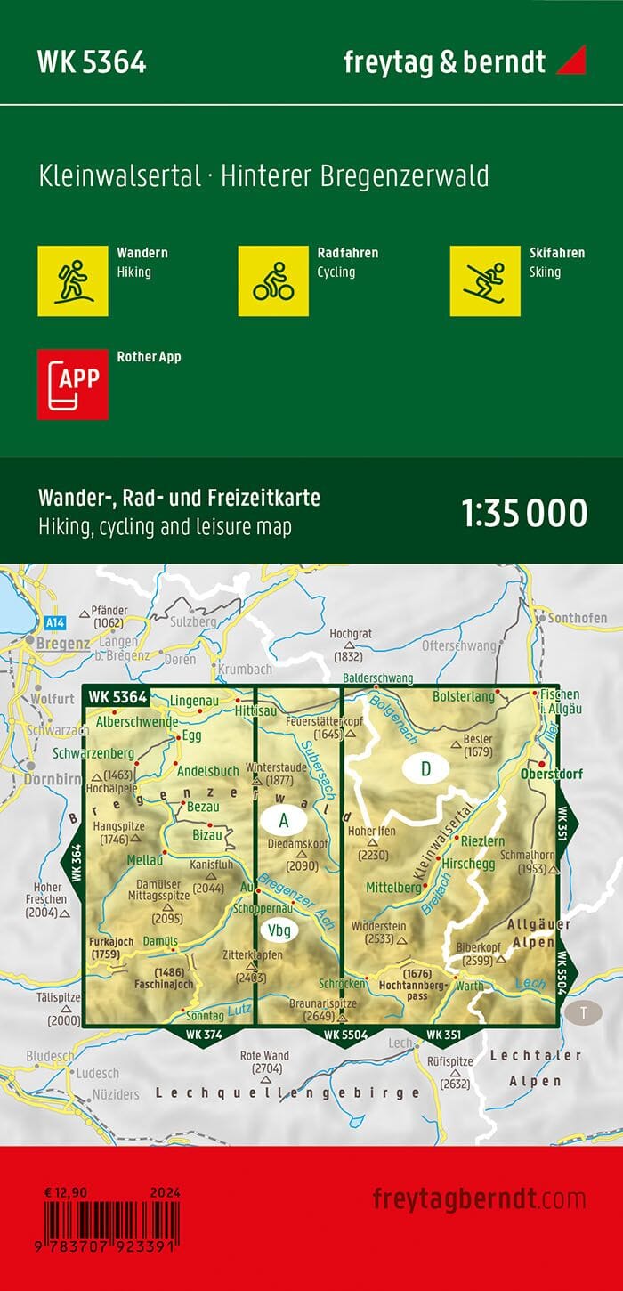 Carte de randonnée n° WK5364 - Kleinwalsertal, Hinterer Bregenzerwald | Freytag & Berndt carte pliée Freytag & Berndt 