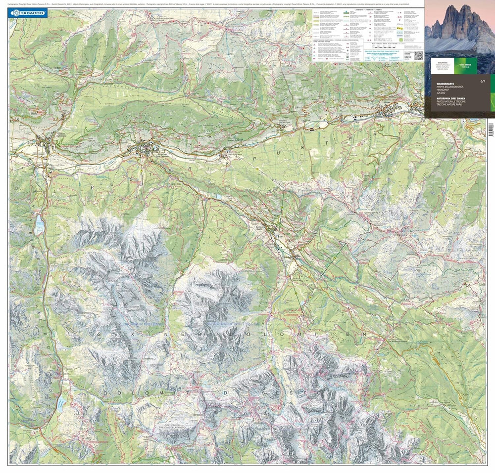 Carte de randonnée - Parco Naturale Tre Cime | Tabacco carte pliée Tabacco 