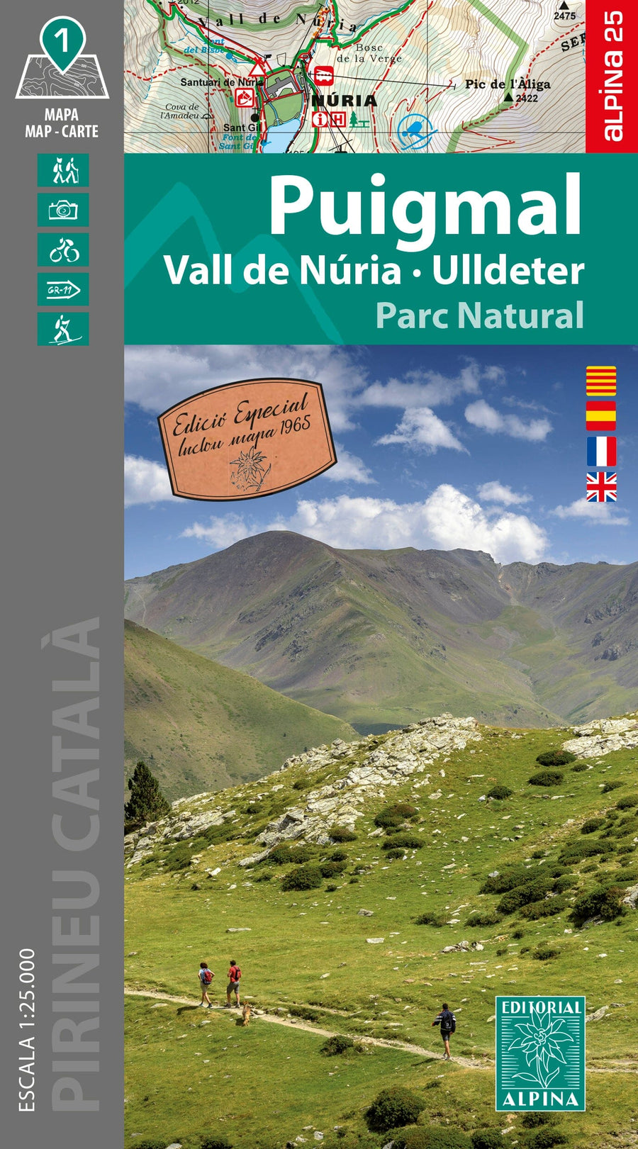 Carte de randonnée - Puigmal, Vall de Nuria, Ulldeter (Pyrénées catalanes) | Alpina carte pliée Editorial Alpina 