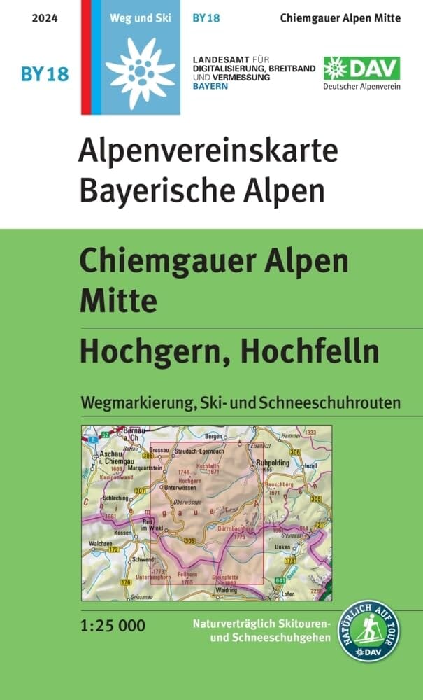 Carte de randonnée & ski n° BY18- Chiemgauer Alpen Centre, Hochgern, Hochfelln (Alpes bavaroises) | Alpenverein carte pliée Alpenverein 