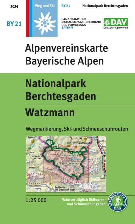 Carte de randonnée & ski n° BY21 - Parc national Berchtesgaden, Watzmann (Alpes bavaroises) | Alpenverein carte pliée Alpenverein 