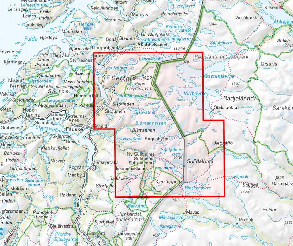 Carte de randonnée - Sulitjelma & Rago Nasjonalpark (Norvège) | Calazo - 1/50 000 carte pliée Calazo 