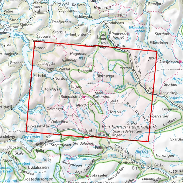 Carte de randonnée - Tafjordfjella & Reinheimen (Norvège) | Calazo - 1/50 000 carte pliée Calazo 