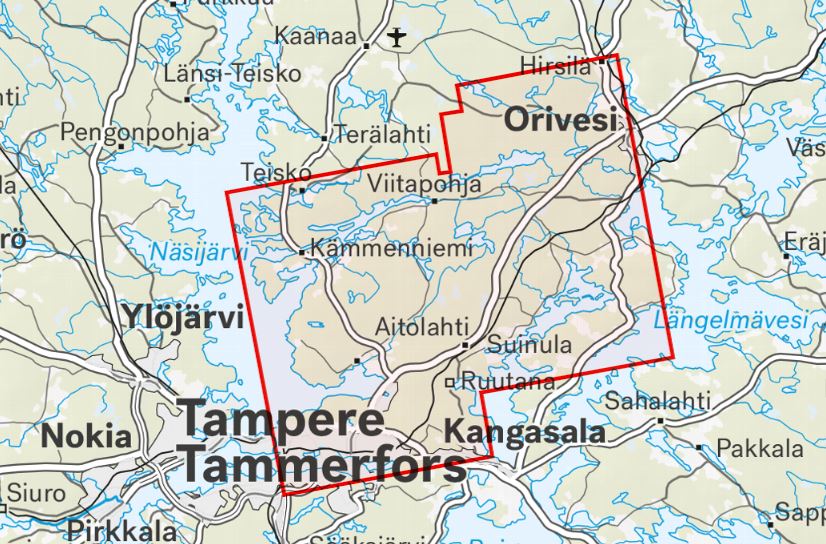 Carte de randonnée - Tampere Orivesi (Finlande) | Calazo carte pliée Calazo 