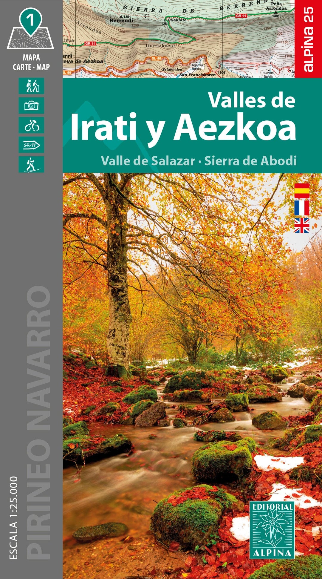 Carte de randonnée - Vallées d'Irati et de Salazar (Navarre, Pyrénées) | Alpina carte pliée Editorial Alpina 