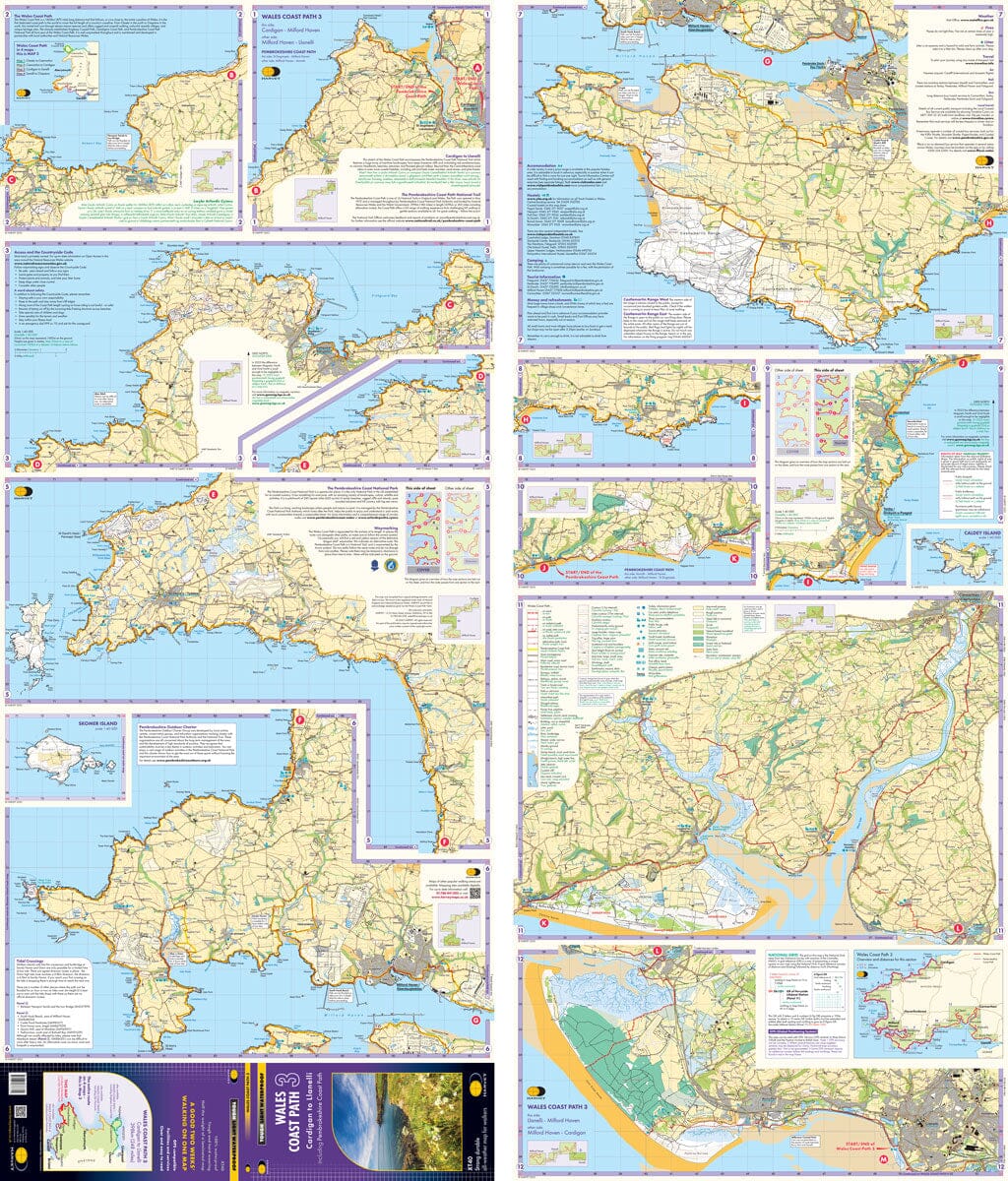 Carte de randonnée - Wales Coast Path 3 : Cardigan to Llanelli including Pembrokeshire Coast Path- XT40 | Harvey Maps - National Trail maps carte pliée Harvey Maps 