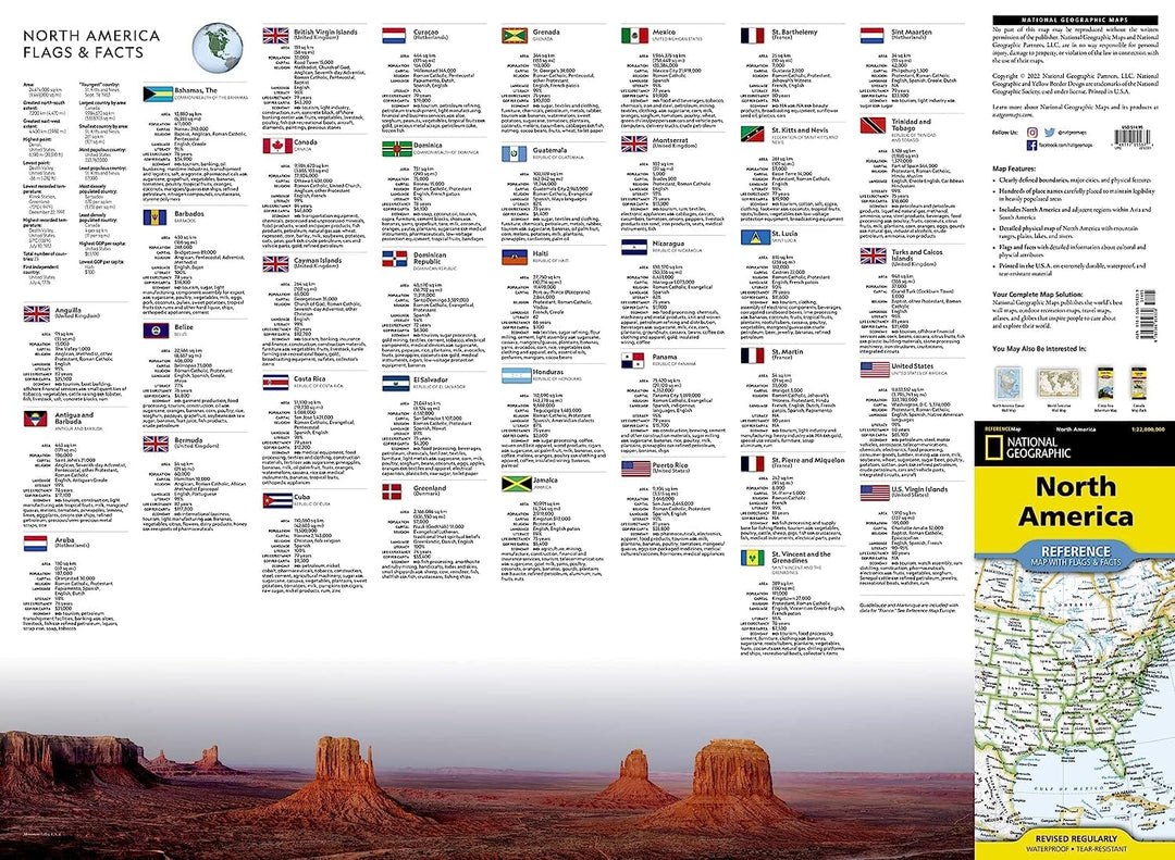 Carte de référence - Amérique du Nord | National Geographic carte pliée National Geographic 