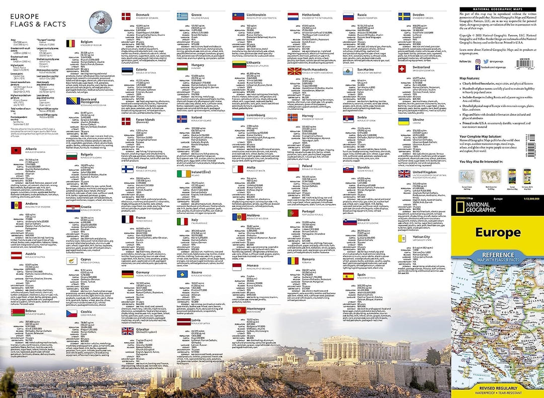 Carte de référence - Europe | National Geographic carte pliée National Geographic 