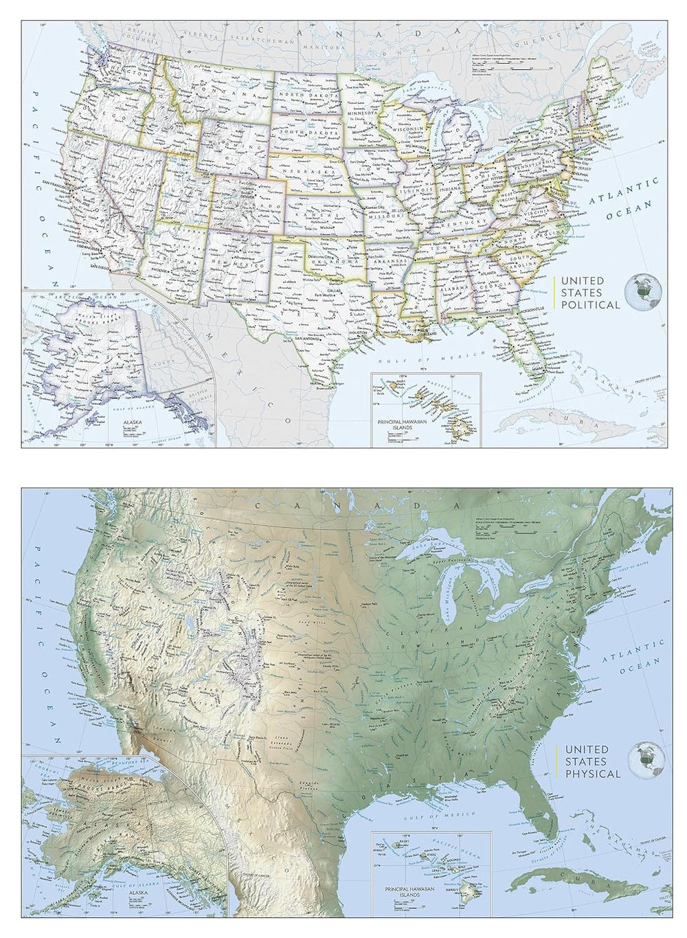 Carte de référence - USA, avec états et drapeaux | National Geographic carte pliée National Geographic 