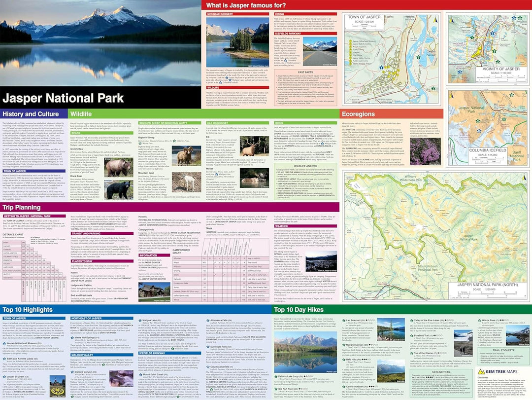 Carte de voyage & Guide - Jasper National Park (Alberta) | Gem Trek carte pliée Gem Trek Publishing 