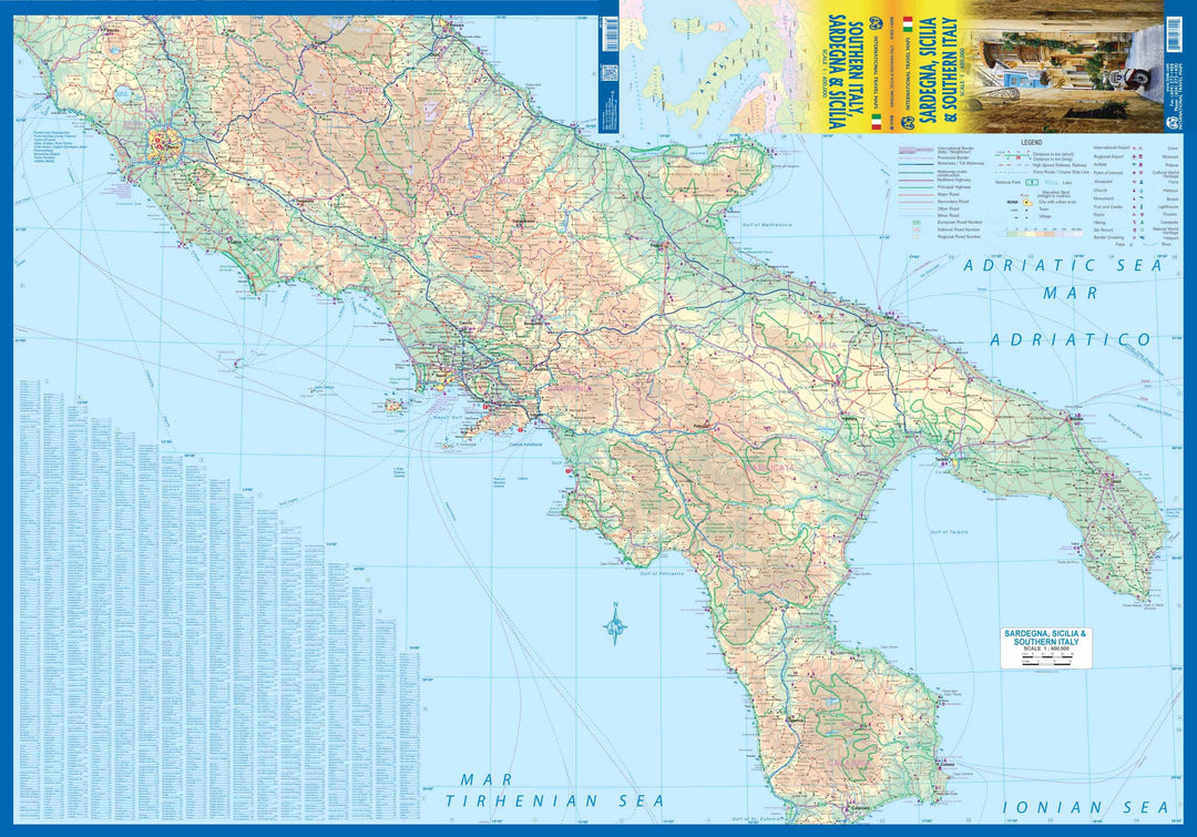 Carte de voyage - Sardaigne, Sicile et Italie du Sud | ITM carte pliée ITM 