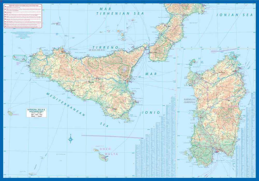 Carte de voyage - Sardaigne, Sicile et Italie du Sud | ITM carte pliée ITM 