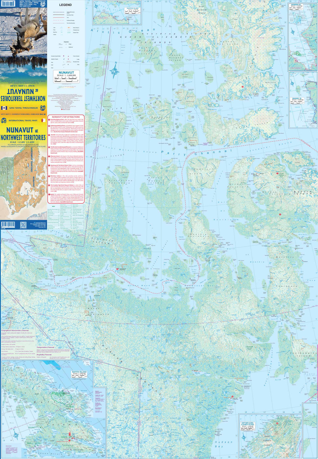 Carte de voyage - Territoires du Nord-Ouest & Nunavut (Canada) | ITM carte pliée ITM 