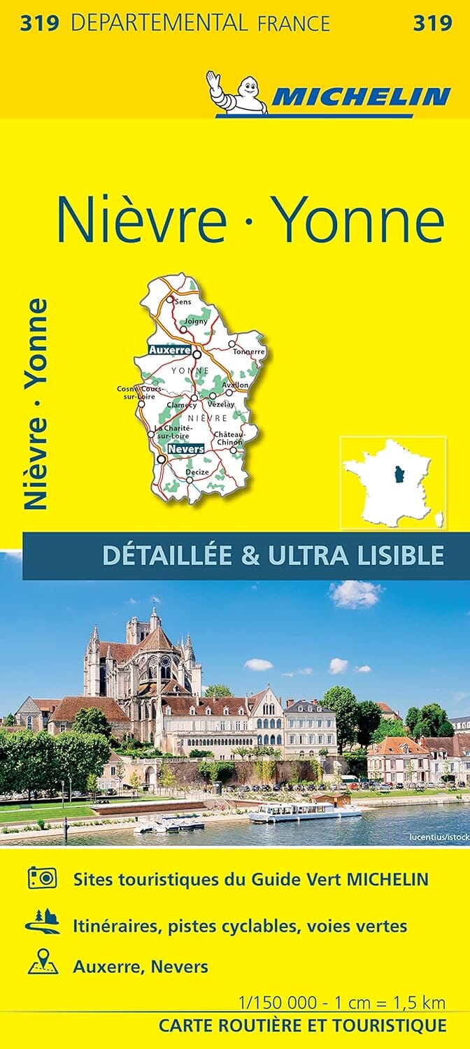 Carte départementale n° 319 - Nièvre & Yonne | Michelin carte pliée Michelin 