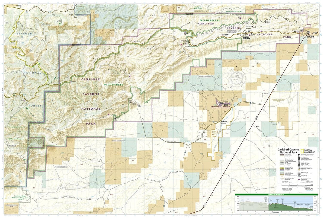 Carte des sentiers du parc national de Carlsbad Caverns, Nouveau-Mexique, # 247 | National Geographic carte pliée National Geographic 