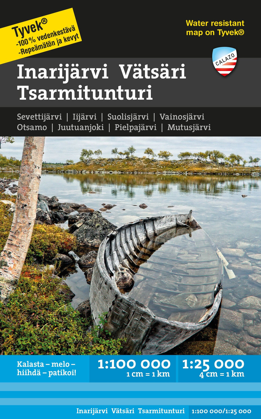 Carte des sports nautiques - Inarijärvi, Vätsäri & Tsarmitunturi (Finlande) | Calazo carte pliée Calazo 