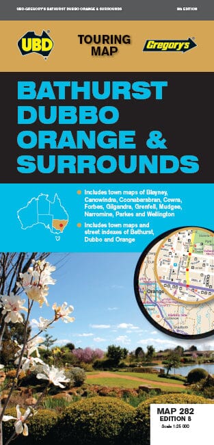 Carte détaillée - Bathurst, Dubbo, Orange (Nouvelle Galles du Sud), n° 282 | UBD Gregory's carte pliée UBD Gregory's 
