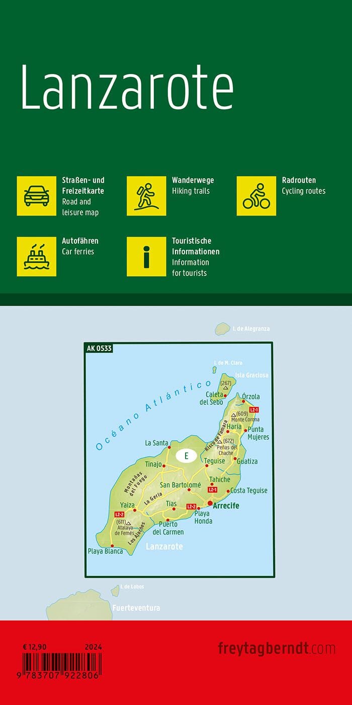 Carte détaillée - Lanzarote (Iles Canaries) | Freytag & Berndt carte pliée Freytag & Berndt 