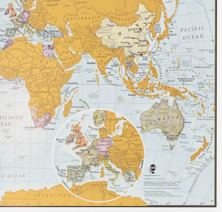 Carte du monde à gratter (en anglais) - Spécial voyageur (42 x 30 cm) | Maps International accessoire de voyage Maps International 