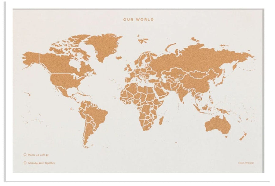 Carte du monde en liège - Édition spéciale blanc (30 x 20 cm) | Miss Wood accessoire Miss Wood 
