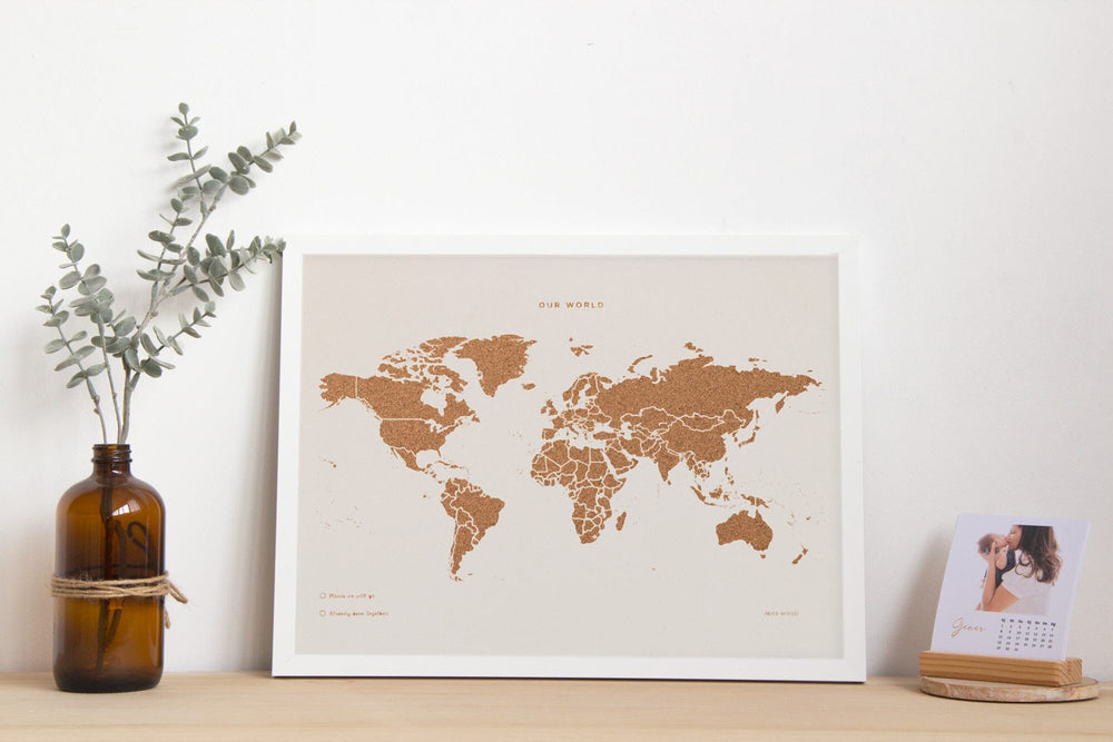 Carte du monde en liège - Édition spéciale blanc (45 x 30 cm) | Miss Wood accessoire Miss Wood 