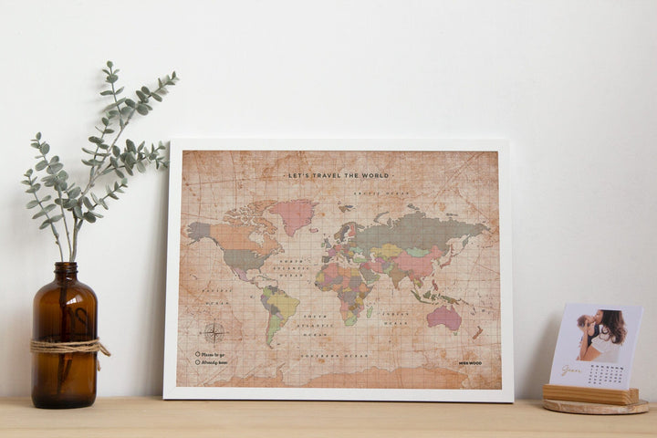 Carte du monde en liège - Oldschool (45 x 30 cm) | Miss Wood accessoire Miss Wood 