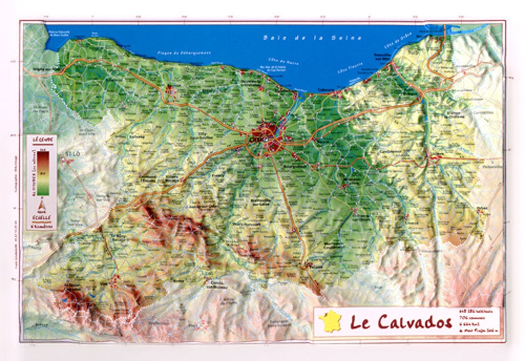 Carte En Relief Petit Format Calvados 21 5 X 31 5 Cm La Compagnie carte-en-relief-petit-format-calvados-21-5-x-31-5-cm-la-compagnie