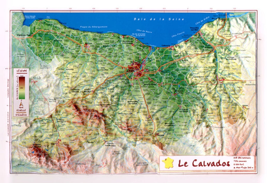 Carte en relief petit format - Calvados - 21,5 X 31,5 cm carte relief petit format Reliefs Editions 