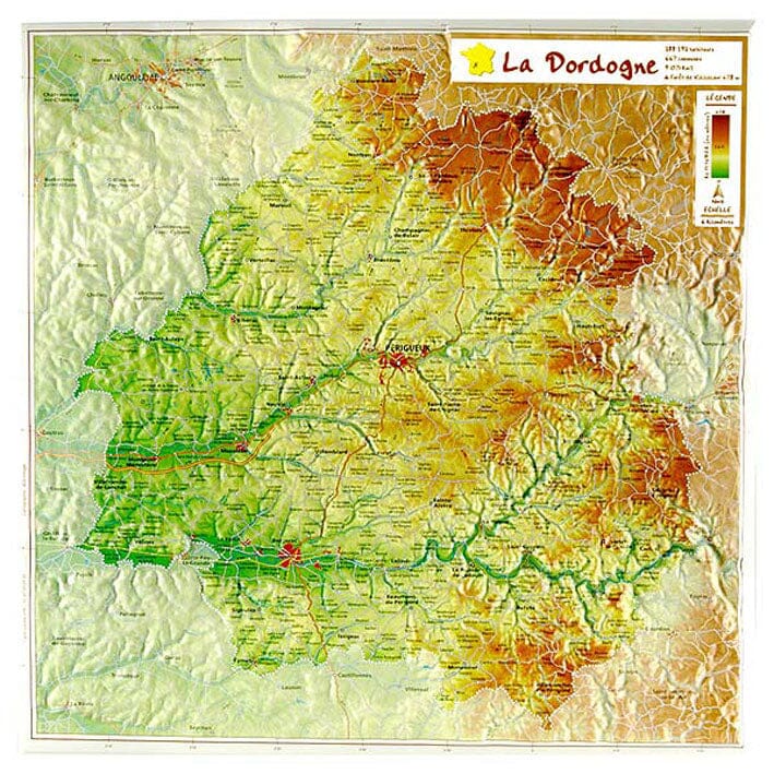 Carte en relief petit format - Dordogne - 31 X 31 cm carte relief petit format Reliefs Editions 