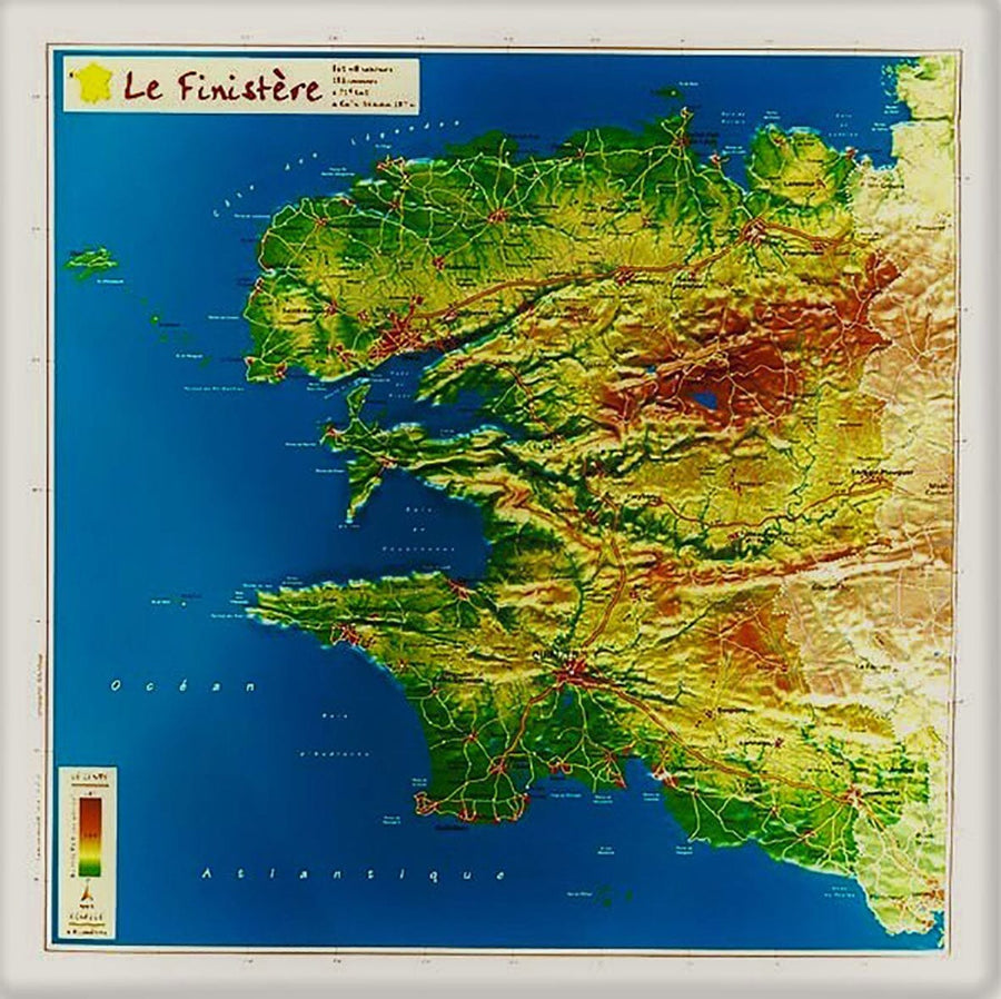 Carte en relief petit format - Finistère - 31 X 31 cm carte relief petit format Reliefs Editions 