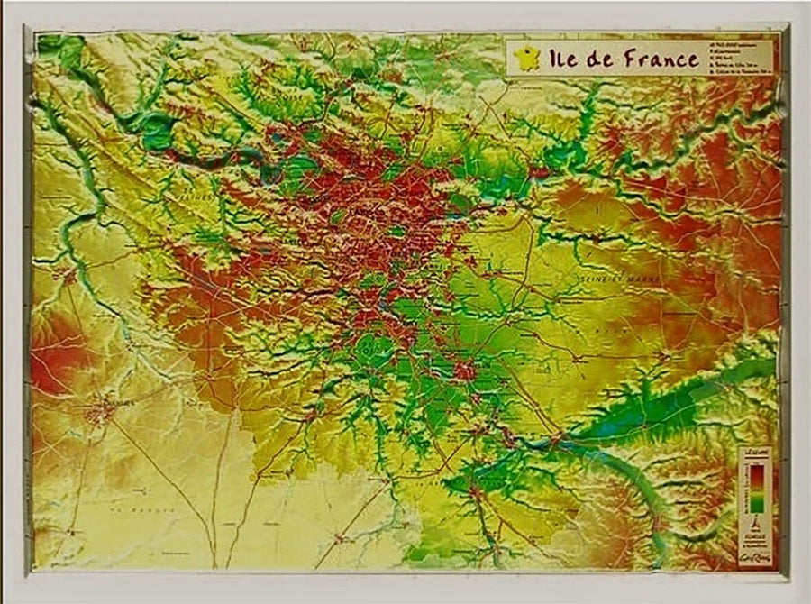 Carte en relief petit format - Ile de France - 31,8 X 42,2 cm carte relief petit format Reliefs Editions 