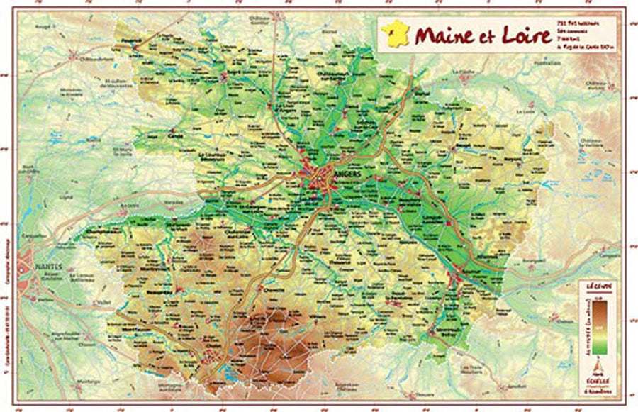 Carte en relief petit format - Maine-et-Loire - 22 X 31,5 cm carte relief petit format Reliefs Editions 