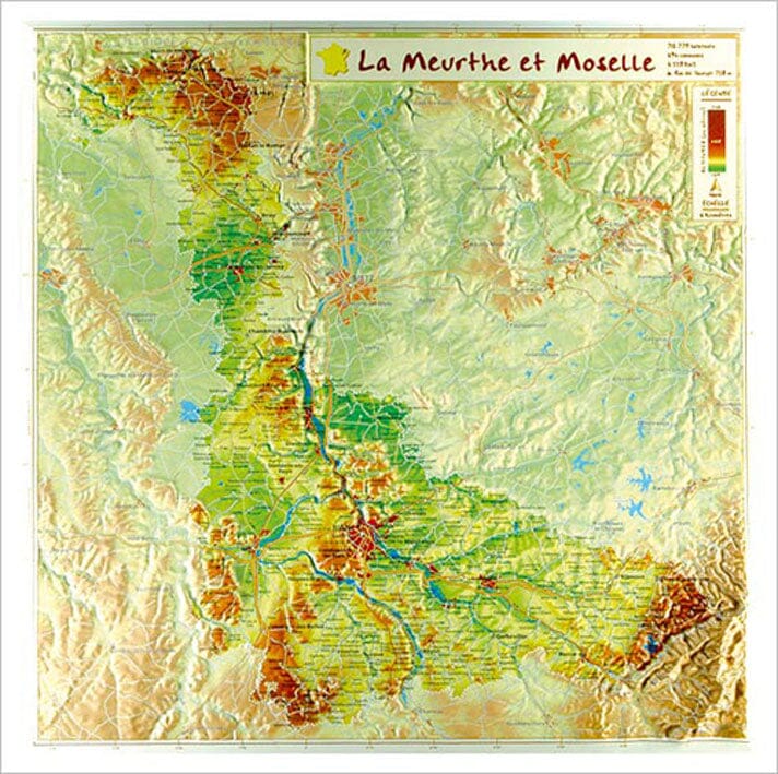 Carte en relief petit format - Meurthe-et-Moselle - 31,3 X 31,4 cm carte relief petit format Reliefs Editions 