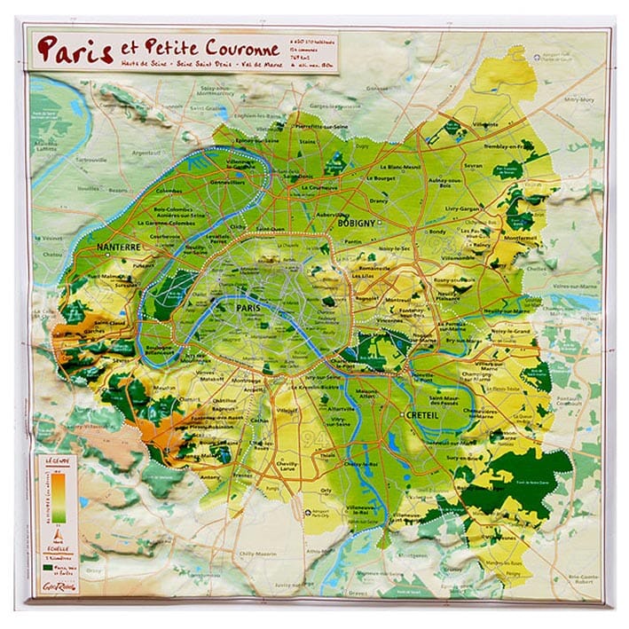 Carte en relief petit format - Paris & Petite Couronne - 31,8 X 31,8 cm carte relief petit format Reliefs Editions 