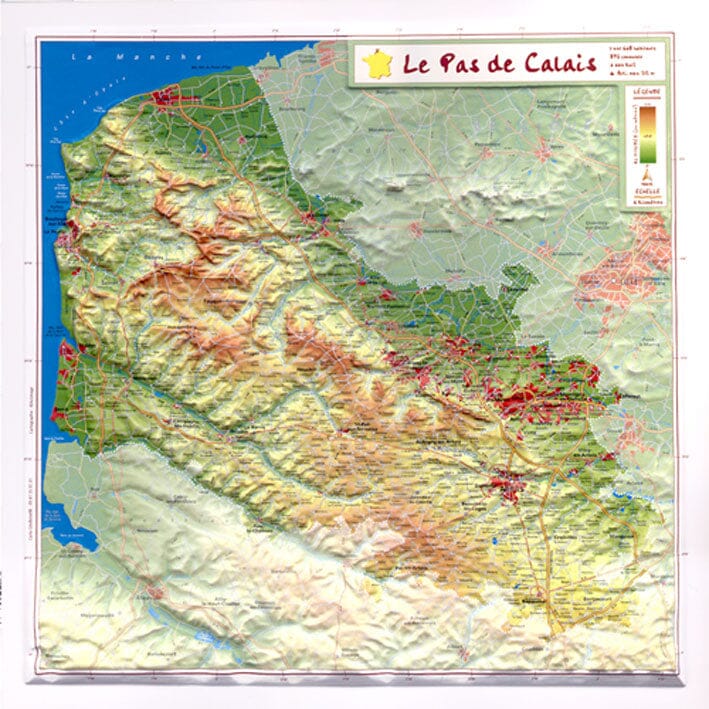 Carte en relief petit format - Pas-de-Calais - 31,7 X 31,6 cm carte relief petit format Reliefs Editions 