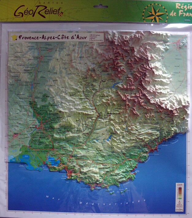 Carte en relief petit format - Provence-Alpes-Côte d'Azur - 42 X 42 cm carte relief petit format Reliefs Editions 