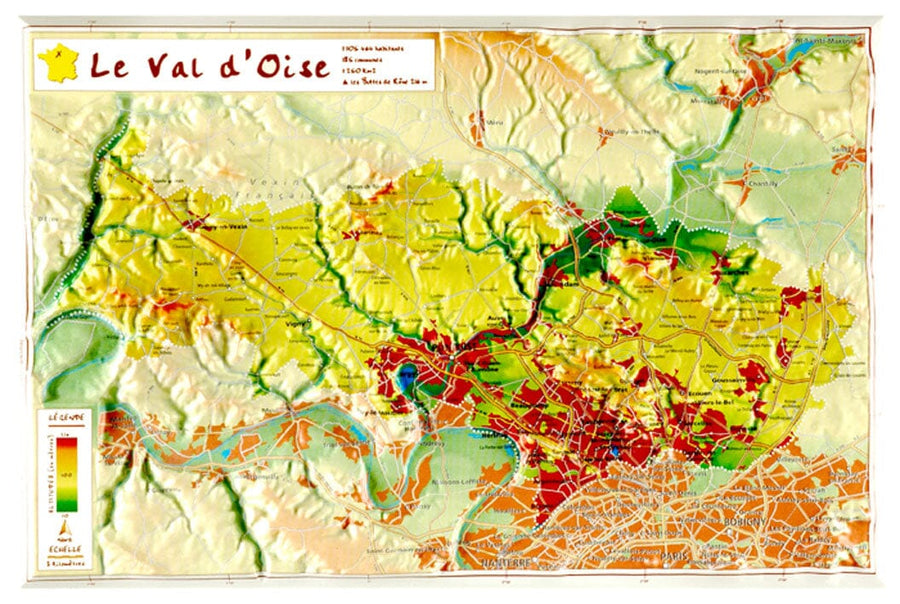 Carte en relief petit format - Val d'Oise - 21,4 X 31,4 cm carte relief petit format Reliefs Editions 