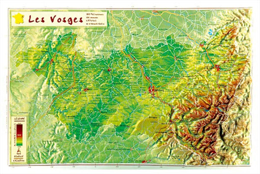 Carte en relief petit format - Vosges - 21,9 X 31,8 cm – La Compagnie ...