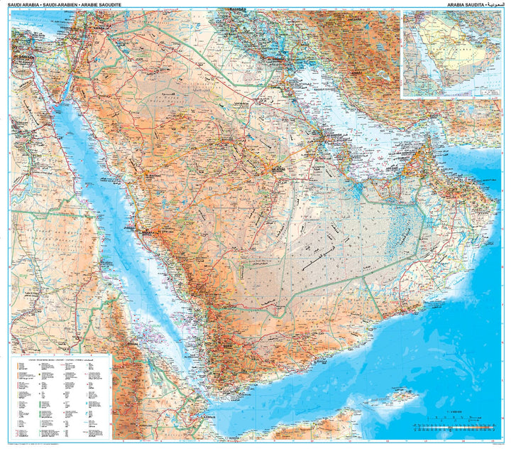 Carte géographique - Arabie Saoudite, Bahreïn, Koweit, Oman, Qatar, Emirats Arabes Unis, Yemen - Gizi Map carte pliée Gizi Map 