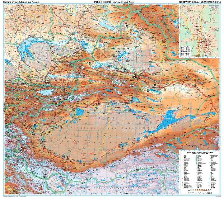 Carte géographique - Chine Nord-Ouest 4 : Xinjiang Uygur région autonome | Gizi Map carte pliée Gizi Map 