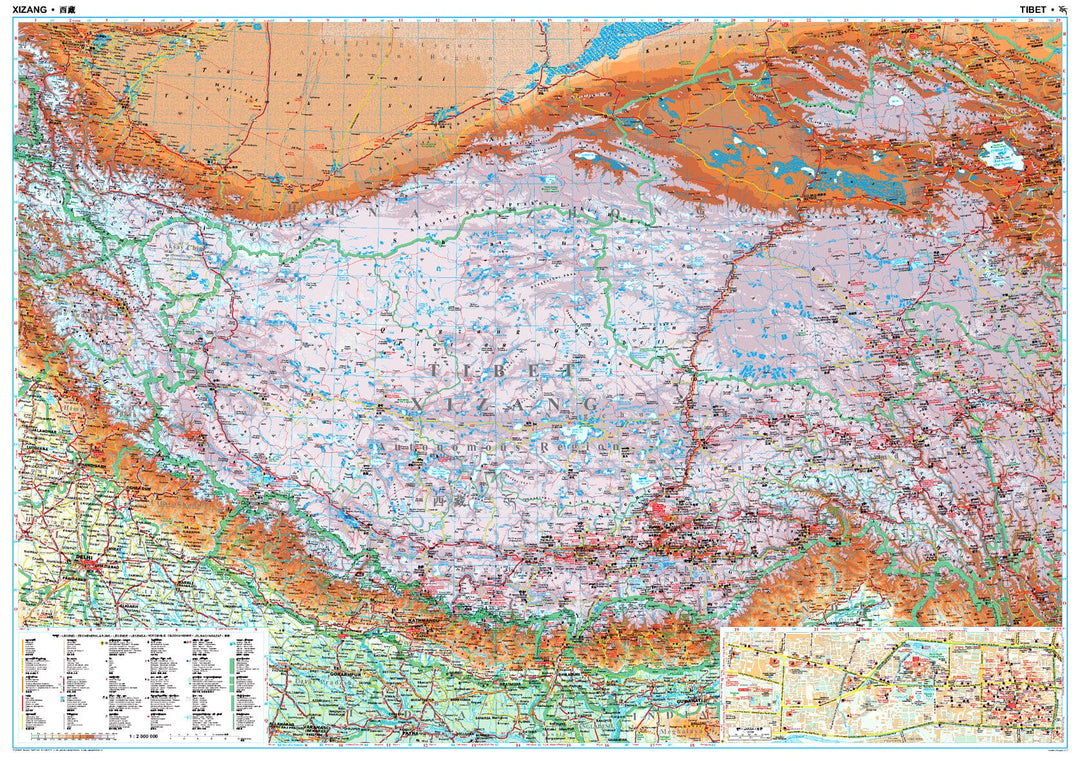 Carte géographique - Tibet - Xizang Zizhiqu 5 | Gizi Map carte pliée Gizi Map 