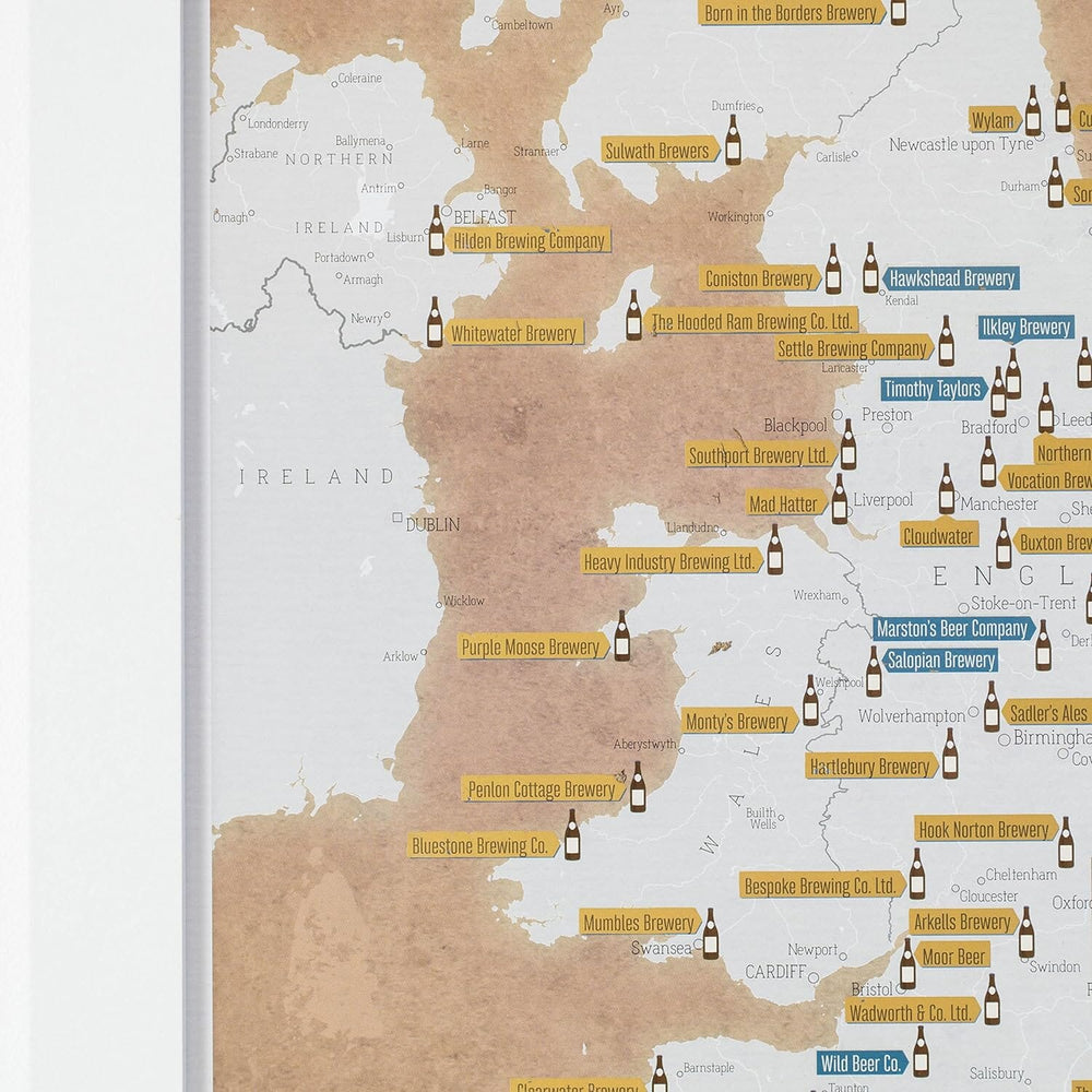 Carte murale à gratter (en anglais) - Les brasseries de Grande Bretagne - 30 x 42 cm | Maps International carte murale petit tube Maps International 