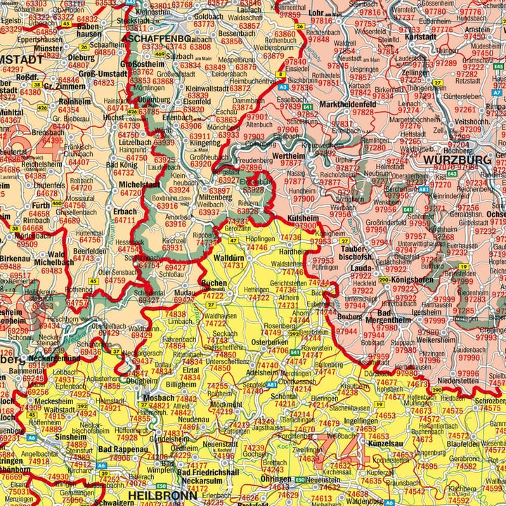 Carte murale - Allemagne (zones postales) - 127 x 94 cm | Freytag & Berndt carte murale petit tube Freytag & Berndt 