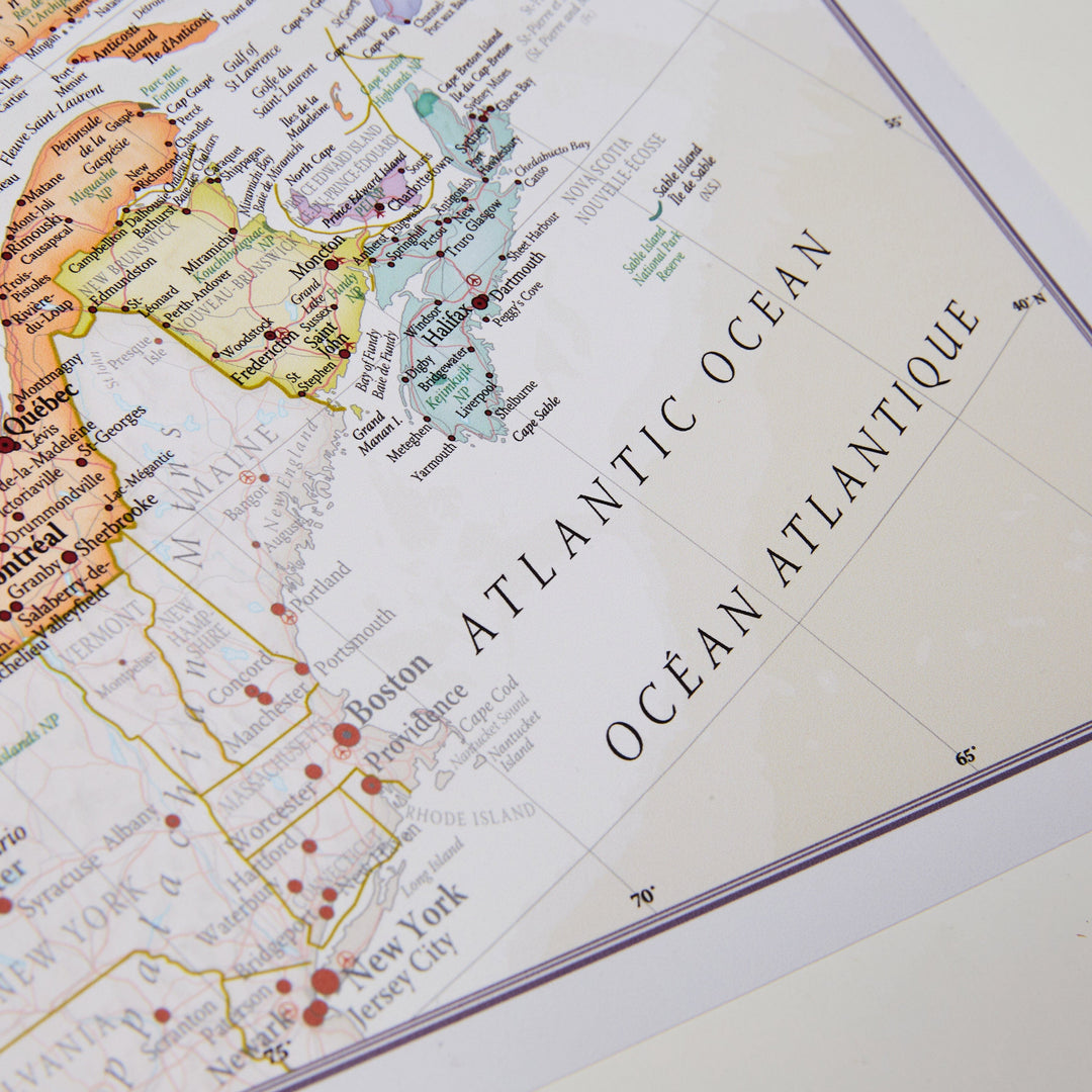Carte murale - Canada (en anglais), style classique - 60 x 42 cm | Maps International carte murale petit tube Maps International 