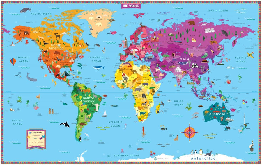 Carte murale du monde illustrée, pliée (en anglais) | Rand McNally carte pliée Rand McNally 