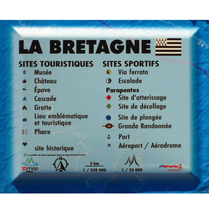 Carte murale en relief - Bretagne - 61 cm x 41 cm | 3D Map carte en relief 3D Map 